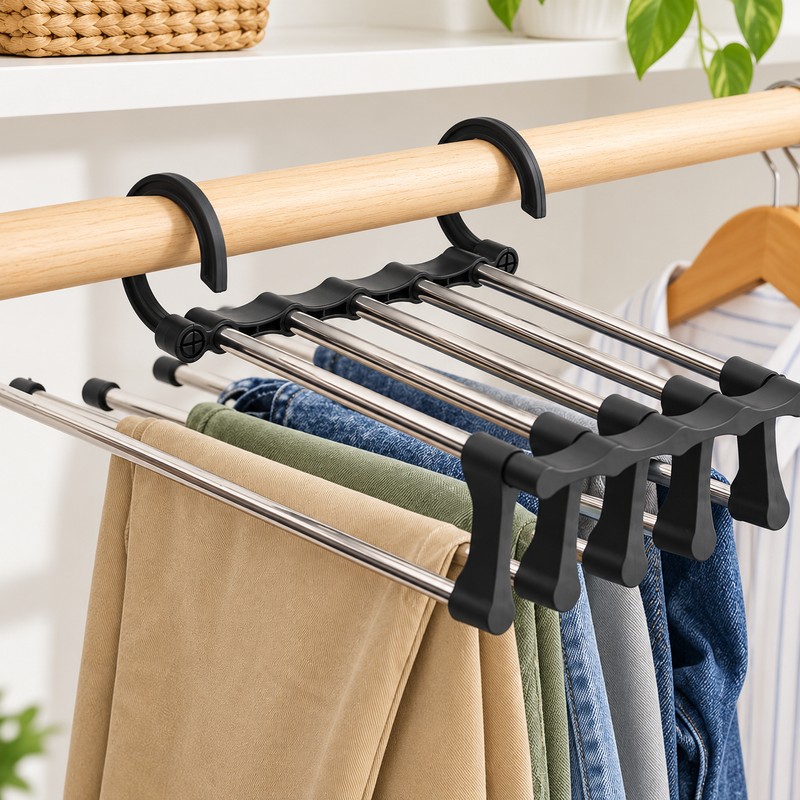 1PC Telescopic Folding Pants Rack, Multi-layer Pants Rack, Pants Hanger,