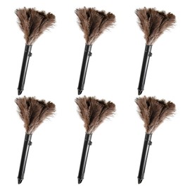 FeelfunFeather Retractable Feather Duster-Genuine Ostrich Feathers,Anti-Static,Reusable Eco-Friendly Handheld Cleaning for Keyboard,Home,Car,Office(10 to 15 Inches) 6 Pack