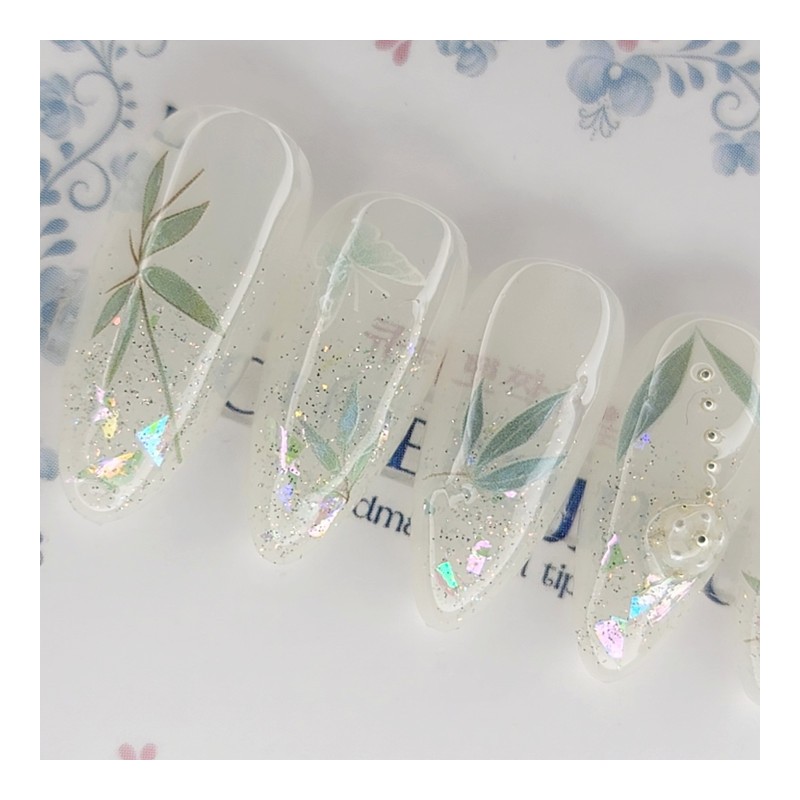 Fresh Leaf Handmade Nail Tips - Oval / 프레쉬 리프
