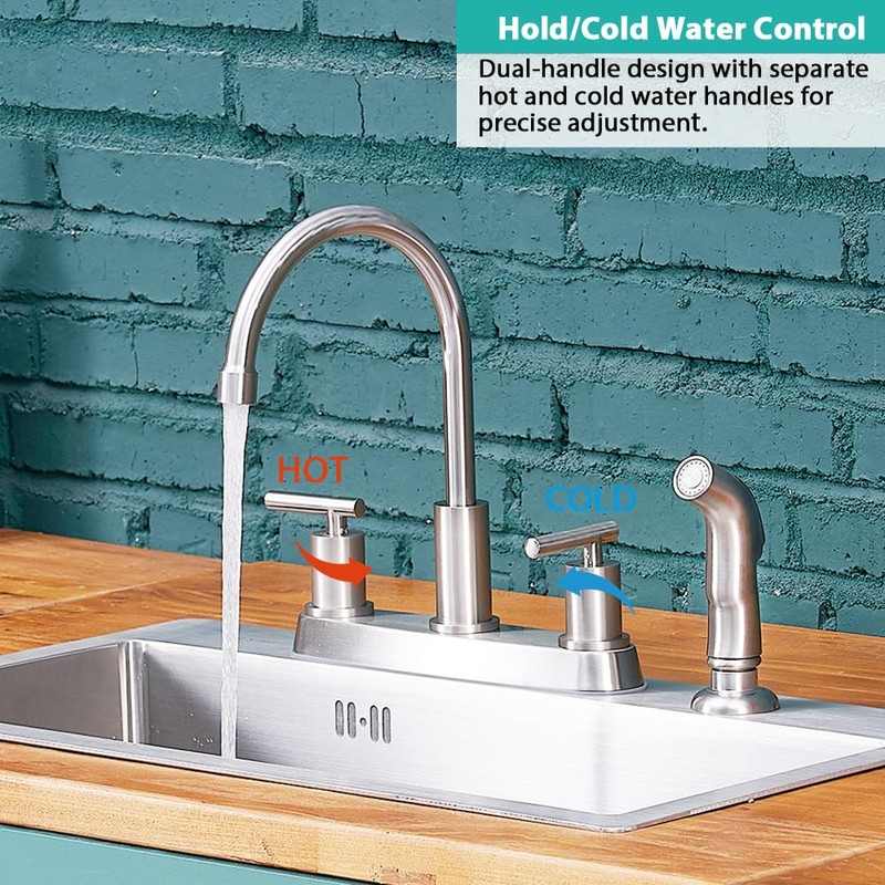 Kitchen Faucets, Kitchen Faucet with Sprayer, Brushed Nickel Kitchen Sink