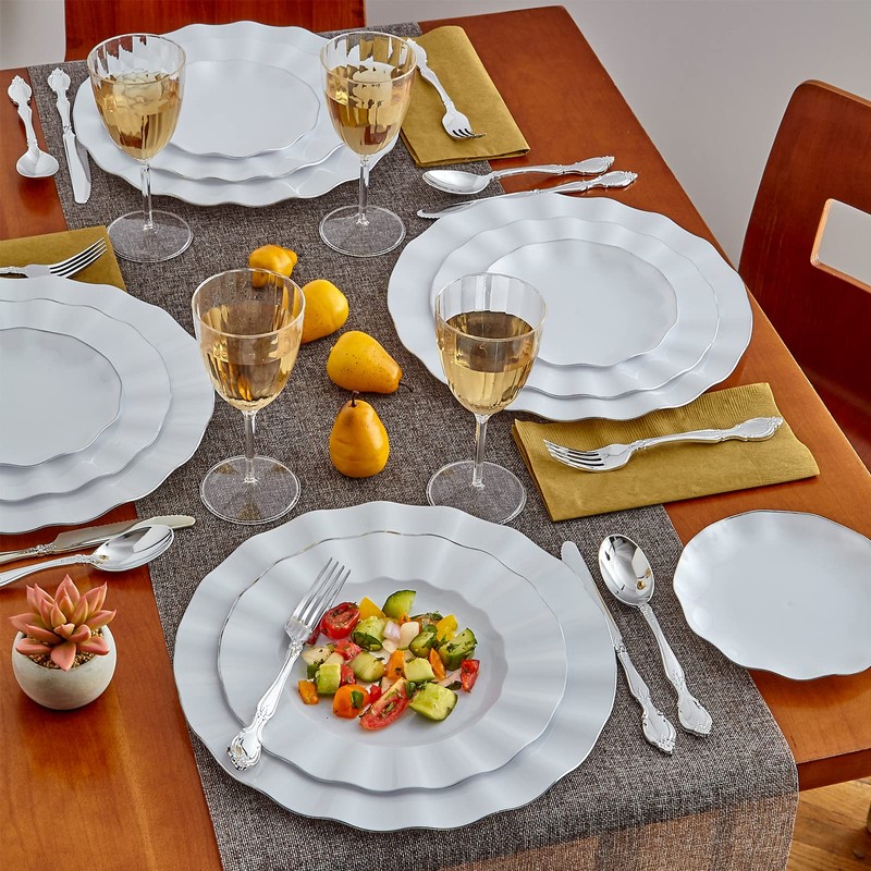 Silver Spoons Fancy Appetizer Plates | 20 pc | Heavy
