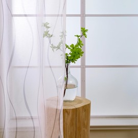 L.Z.E Curtain White Grey for Living Room Window, Curtain White Light Grey with Eyelets Short, Transparent Curtains for Bedroom Kitchen, Set of 2 Linen Look Scarves Modern 175 cm