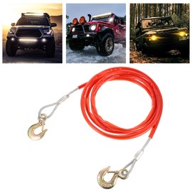 Wakauto 1 Pc Tow Rope Towing Strap Pulling Rope Car Towing Belt Heavy Duty Rope with Hooks Winch Rope ATV Cable Auto Steel