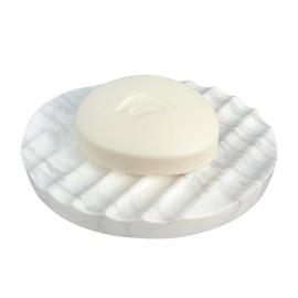 N NANSHOP Marble Soap Dish Shower and Soap Tray Holder Sponge Holder Soap Plate Tray for Bathroom Shower Kitchen Sink Counter,Bottom Anti-Slip Rubber Pad, Fast Drainage