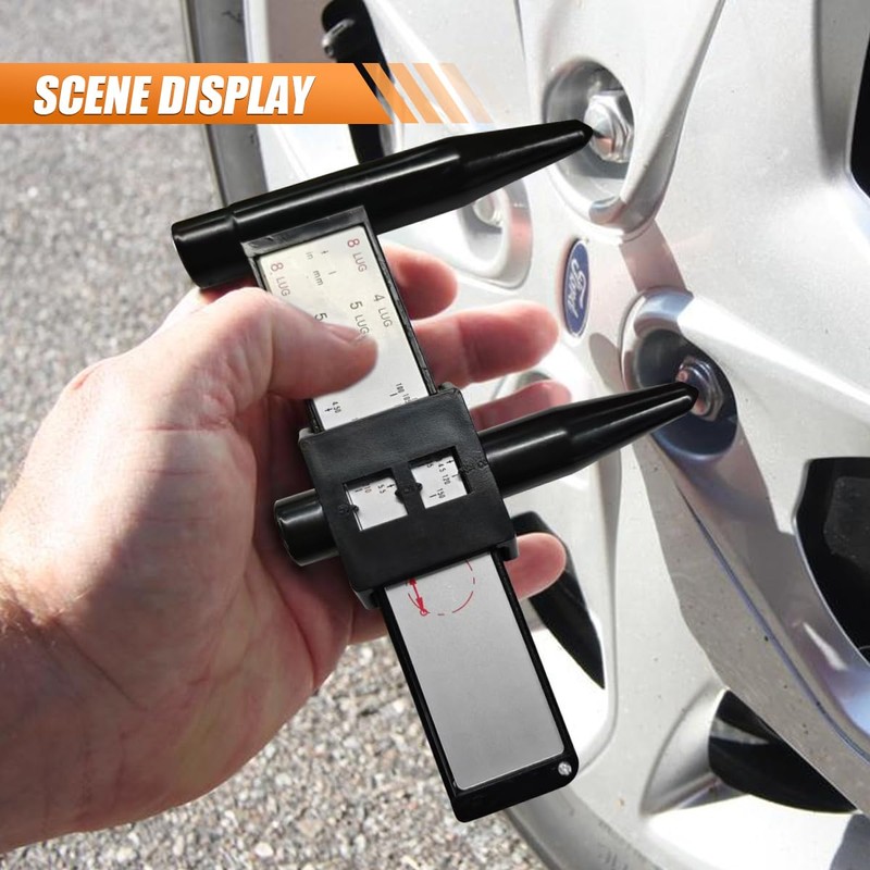 KITUREK PCD Gauge Ruler, Wheel/Rim Bolt Pattern Sliding Measuring Tool,
