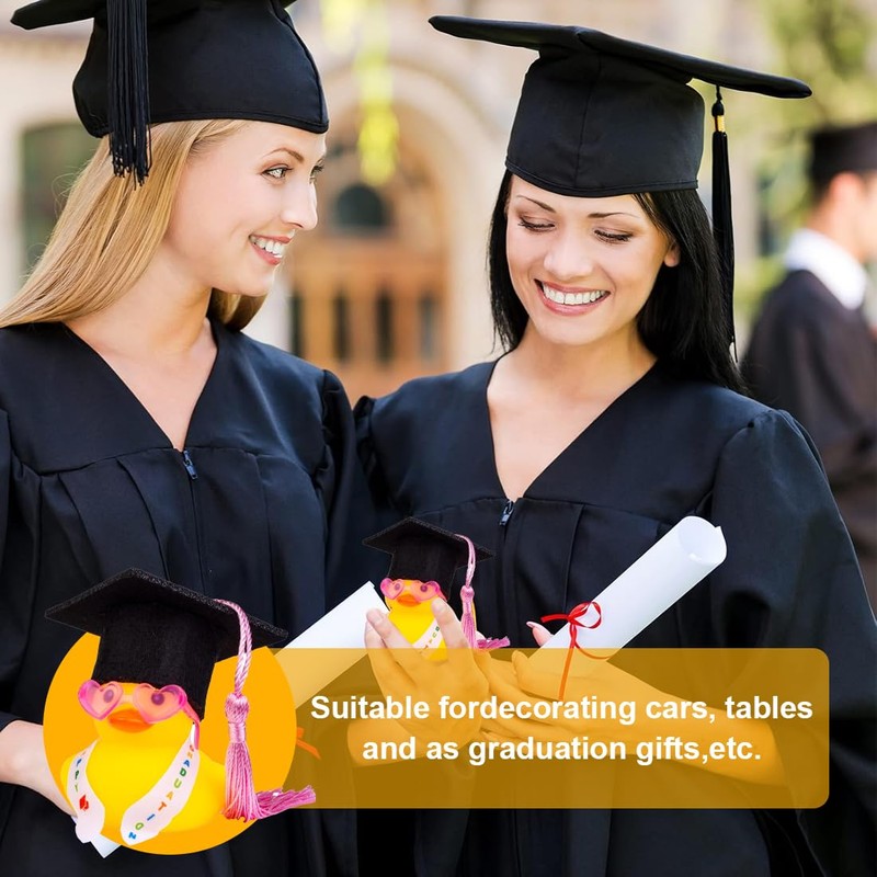 NHQZ Funny Academic Rubber Duck with Diploma, Mini Graduation Duck