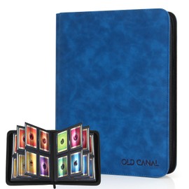 Old Canal Top Loader Binder, 4 Pockets Card Binder Holds 112 Top Loaders, Premium Trading Card Collection Holder, Top Loader Storage Album for TCG, Sports Cards, Sapphire Blue (FOR TOP LOADERS ONLY)