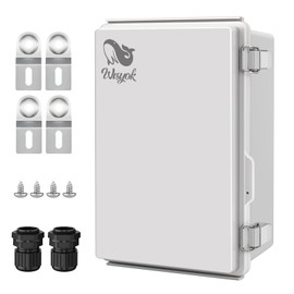 WISYOK Waterproof Outdoor Electrical Box, 11"x7.5"x5.5" Weatherproof IP67 ABS Junction Box with Mounting Plate, Hinged Cover, Wall Brackets, Grey Enclosure for Outdoor Projects
