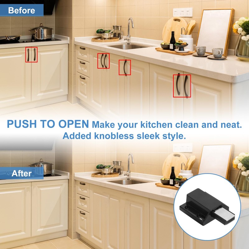 uxcell 4 Pcs Magnetic Push Latches for Cabinet Door, 1.5x1.26