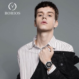 RORIOS Mens Watch Automatic Mechanical Watches Luminous Wrist Watches with Leather Strap Self-Winding Wrist Watch