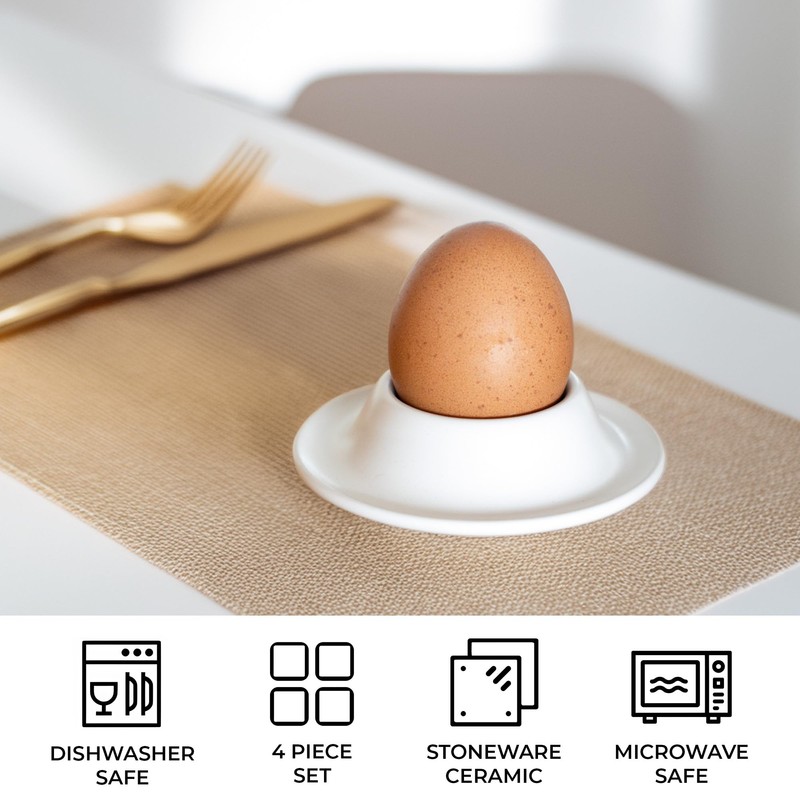 MIAMIO – Egg Cups 4-Piece Ceramic Set, Stoneware Egg Cups
