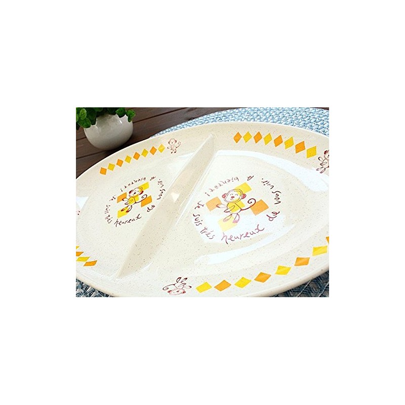 Monkey Oval Partition Plate (Western-style dishes, plates, divider dishes, children's