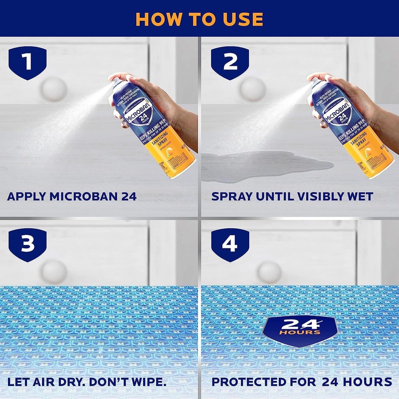MICROBAN Disinfectant Spray, 24 Hour Sanitizing and Antibacterial Sanitizing Spray,