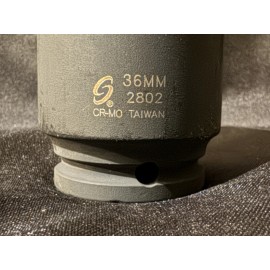 Sunex 2802   1/2" Drive 36mm 6-Point Deep Spindle Nut Impact Socket