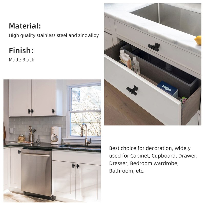 Lepatape 10 Pack Cabinet Knobs Black Dresser Drawer Knobs -