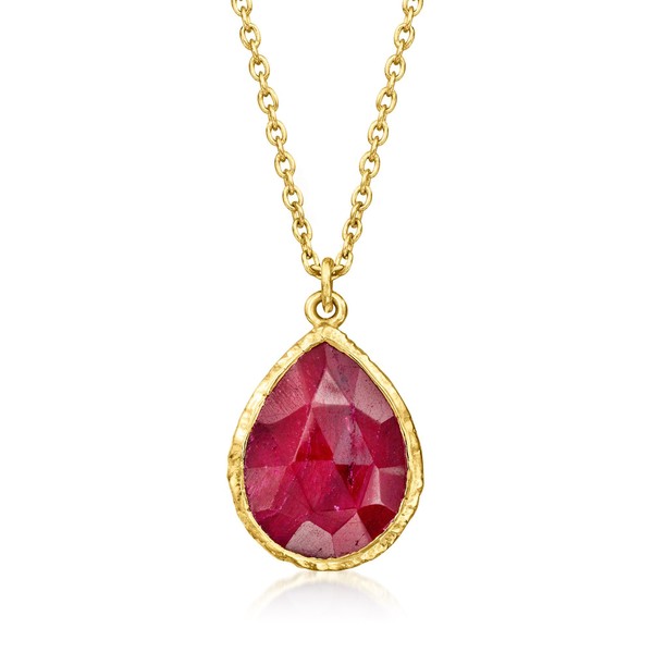 Ross-Simons 7.50 Carat Ruby Necklace in 18kt Gold Over Sterling.