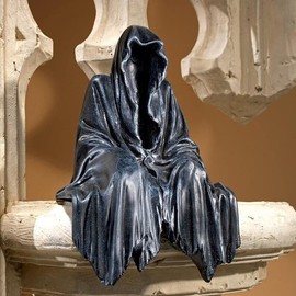 Death Statue Mysterious Black Dress Gothic Cloak Sculpture Figurine Ornament Darkness Style Resin Craft Behind Scenes Creative Decoration For Home Offiice Desktop Cabinets