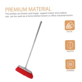 Ipetboom Cleaning Broom Heavy Duty Broom Cleaning Tool Flooring Ladlebroom Reusable Broom Cleaning Btush Long Handle Broom Soft Cleaning Supplies Cleaning Equipment Dustpan Office Nylon Red
