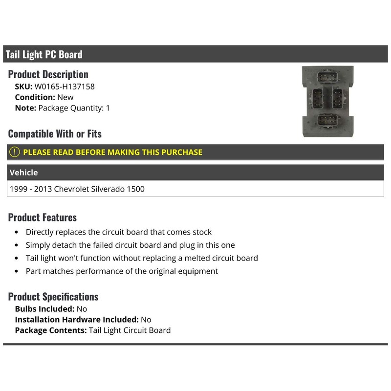 Tail Light PC Board - Compatible with 1999-2013 Chevy Silverado