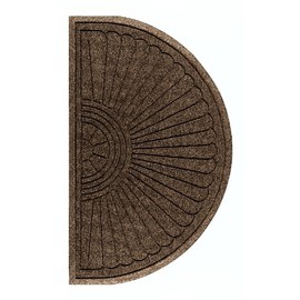 WaterHog Eco Grand Half Oval Entrance Mat, Indoor/Outdoor Black Smoke Floor Mat 1.8' Length x 3' Width, Chestnut Brown by M+A Matting
