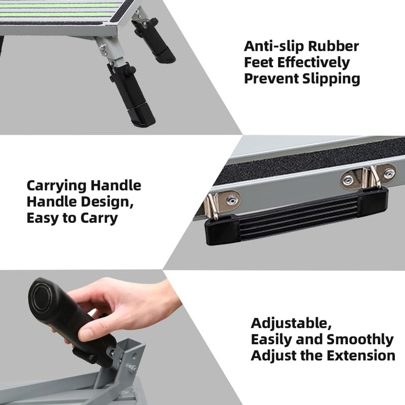 Homeon Wheels RV Steps Adjustable Height Aluminum Folding Platform Step
