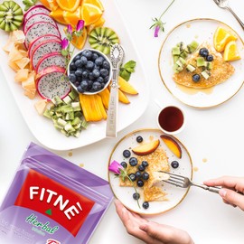 FITNE Black Currant Herbal Green Tea Fruity Garcinia Senna Infusion Gentle Detox Cleansing High Antioxidant Wellness Tea No Calories, 15 Tea Bags