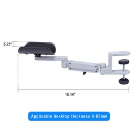 Frassie Silver Clamp-on Desk Arm Support Rest Ergonomic Release Stress Adjustable Aluminum Armrest for Home Office Computer Gaming Desk