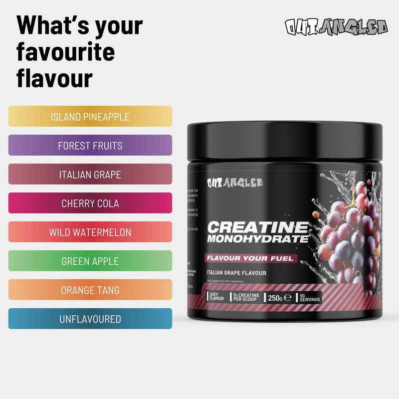 Out Angled Creatine Monohydrate Powder, Italian Grape, 50 Servings, Micronised