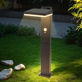 BRIMMEL Solar Pathway Lights Outdoor - Motion Sensor Solar Path Light, 72 LED 600 Lumens Super Bright, Aluminum Waterproof Outdoor Garden Light with Groundstake for Yard, Walkway, Lawn, Driveway, 20"