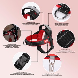 Pechera para Perros Ajustable con Correa Reflectante 1.5 m – Arnés Tipo Chaleco Transpirable y Resistente – Tallas S a XL, Arnés con Tiras Reflectantes