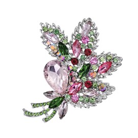 YOQUCOL Big Large Brooch Pin Austrian Crystal Leaf Shape Bouquet Rhinestone Scarf Decoration Wreath Cloth Brooches Pins For Women
