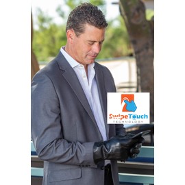 CANDOR AND CLASS Men's Cashmere Lined Sheepskin Leather Gloves, Touchscreen, Winter Leather Gloves for Men, Gift Box (Black L)