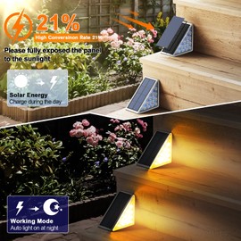XILLUMI CORE Solar Step Lights for Outside Waterproof IP67, 8 Pack Solar Stair Lights LED Outdoor Step Lights Decor for Stair, Deck, Front Step, Patio, Garden