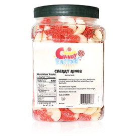 Sarah's Candy Factory Cherry Gummy Rings Candy in Jar, 2.2 Lbs