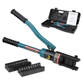 Nuiu YQK-240 Hydraulic Crimping Tool 12T, Wire Crimper for Battery Cable Terminals 16-240mm²(6 AWG to 7/0 AWG)with 10PCS Hex Dies,16mm Stroke, 180°Swivel Head - Professional Electrician Crimper(Blue)