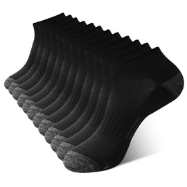 BAMBOO COOL Men's Ankle Socks Athletic Low Cut Cushioned Moisture Wicking, Running Socks Arch Support Breathable, 6 Pack Black Socks