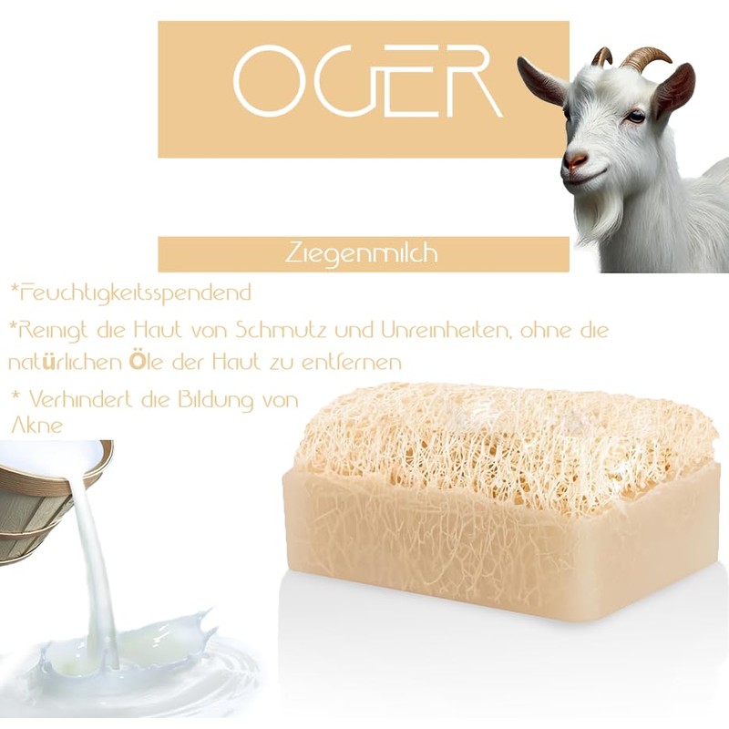 Oger Natural Pumpkin Fibre Soap 110 g - Goat Milk