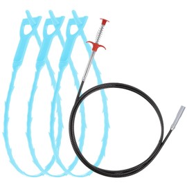 uxcell 3pcs 20 Inch Drain Hair Clog Remover Tool PP & 80 Inch Drain Cleaner Tool Sticks Stainless Steel Sewer Cleaning Hook Unclog Sink Unclogger for Toilet Bathtub Sewer, Blue