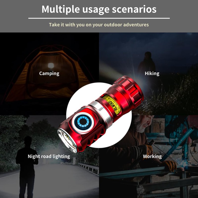 WARSUN Mini Spinning Flashlight 1000 Lumens – Rechargeable USB-C, Durable