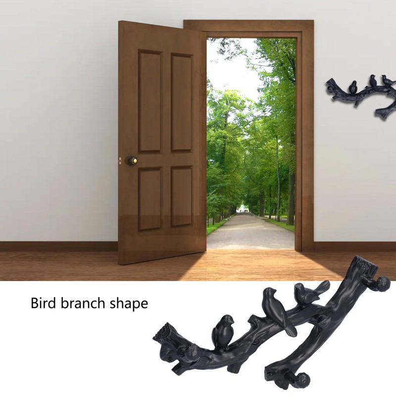 Decorative Hook Black Bird Branch Shape Three Dimensional Wall Mounted