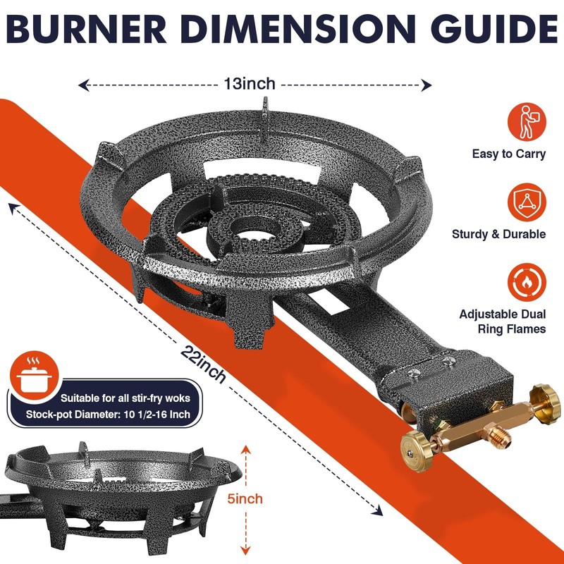 Llamaviva 90,000 BTU Portable Propane Burner Stove Cast Iron Single
