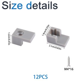 INCREWAY 12PCS L-Shaped Glass Clamp Gray Partition Glass Clip for Partitioning Bathroom Doors, Plastic Clip Accessories Suitable for Transparent Shower Sliding Doors