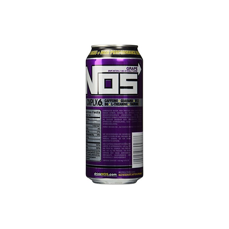 NOS Energy Drink, Grape, 16 Fl Oz (Pack of 8)