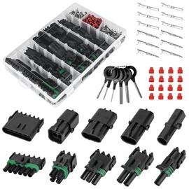 Kikerike 376Pcs 25 Kits Waterproof Automotive Electrical Connectors 1/2/3/4/6 Male&Female Pin 22-14AWG Wire Harness Spark Plug Connector Terminals Plug Kit Car