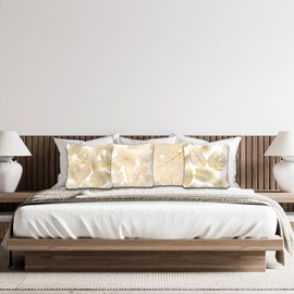 Betadistor Autumn Cushion Covers 4 Pack Fall Pillow Cover, 18×18 Inch Yellow Maple Leaf Throw Pillow Covers Pillow Cushion Case for Fall Indoor Sofa Home Decorative, Yellow, 503-0056