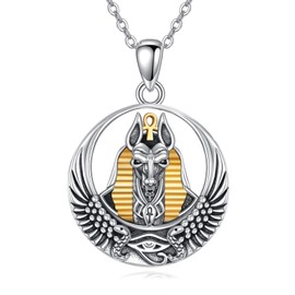 MONGAS Anubis Necklace Sterling Silver Anubis Pendant Egyptian Necklace Egyptian Jewelry for Women