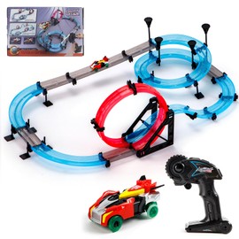 NSUKAKULU Remote Control Rail car Magnetic DIY Versatile Assembly Slot Cars Children's Competitive Race Track Toys STEM Parent-Child Boys and Girls Gifts (Upgraded Bicycle Version)
