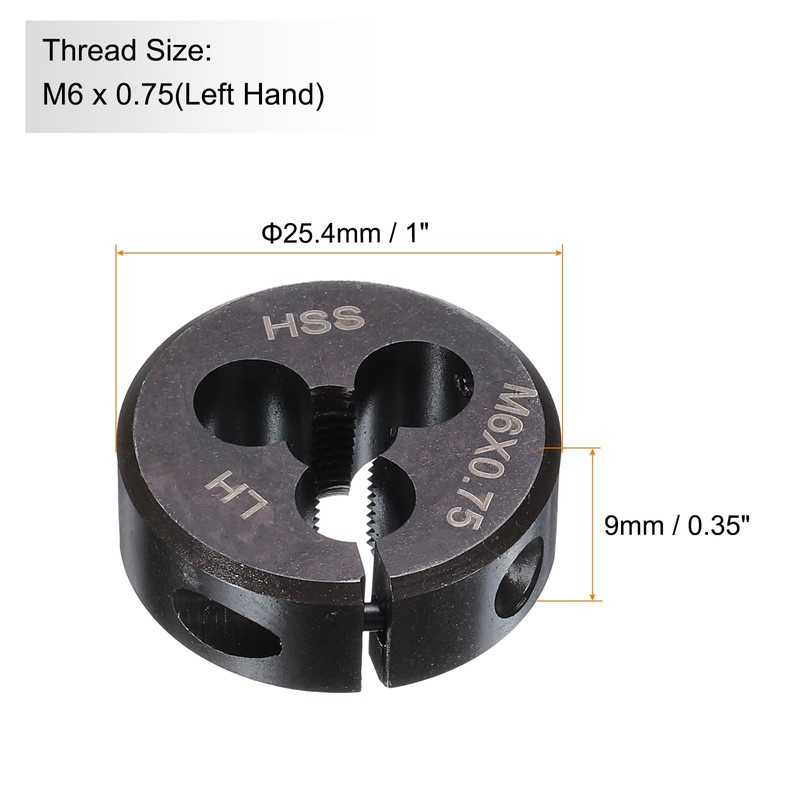 sourcing map Round Threading Die M6 x 0.75 Metric Thread