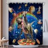 EUBTPA Funny Animal Shower Curtain Fun Cat Riding Dinosaur Fantasy