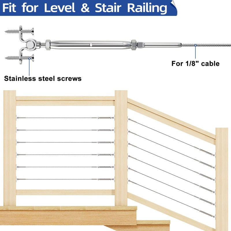 Steel DN Mate 10 Sets Cable Railing Kit Fit for